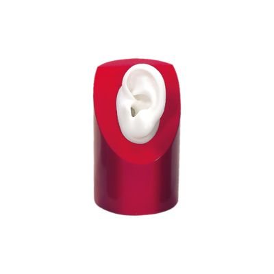 Large red deco column with white left ear.