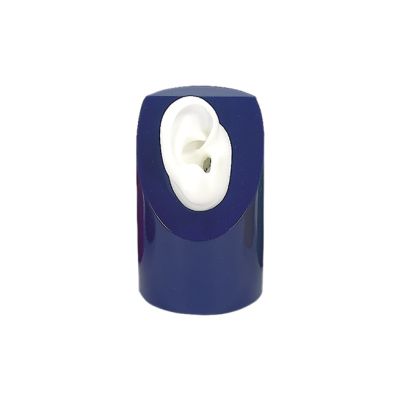 Medium blue column with white right ear.