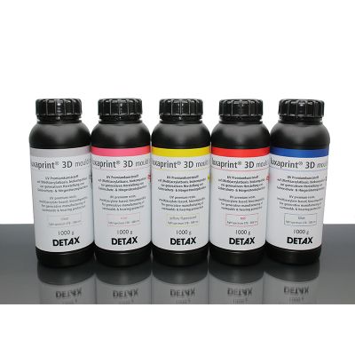 Detax Luxaprint 3D Mould bottles in different colors