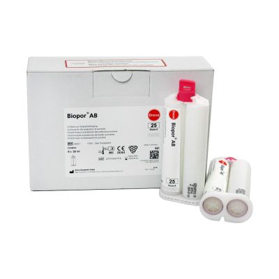 Dreve Biopor AB silicone earmold material. Box of eight cartridges